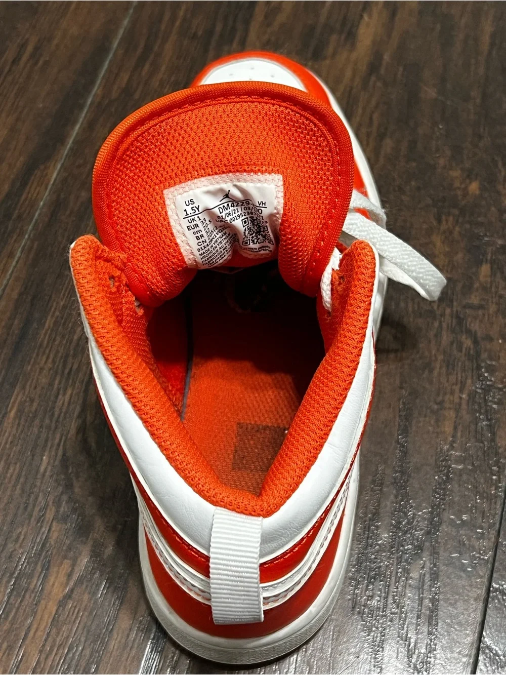 Jordan Kids White and Orange High-Top Sneakers